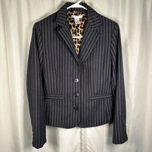 CAbi Black and White Striped Blazer